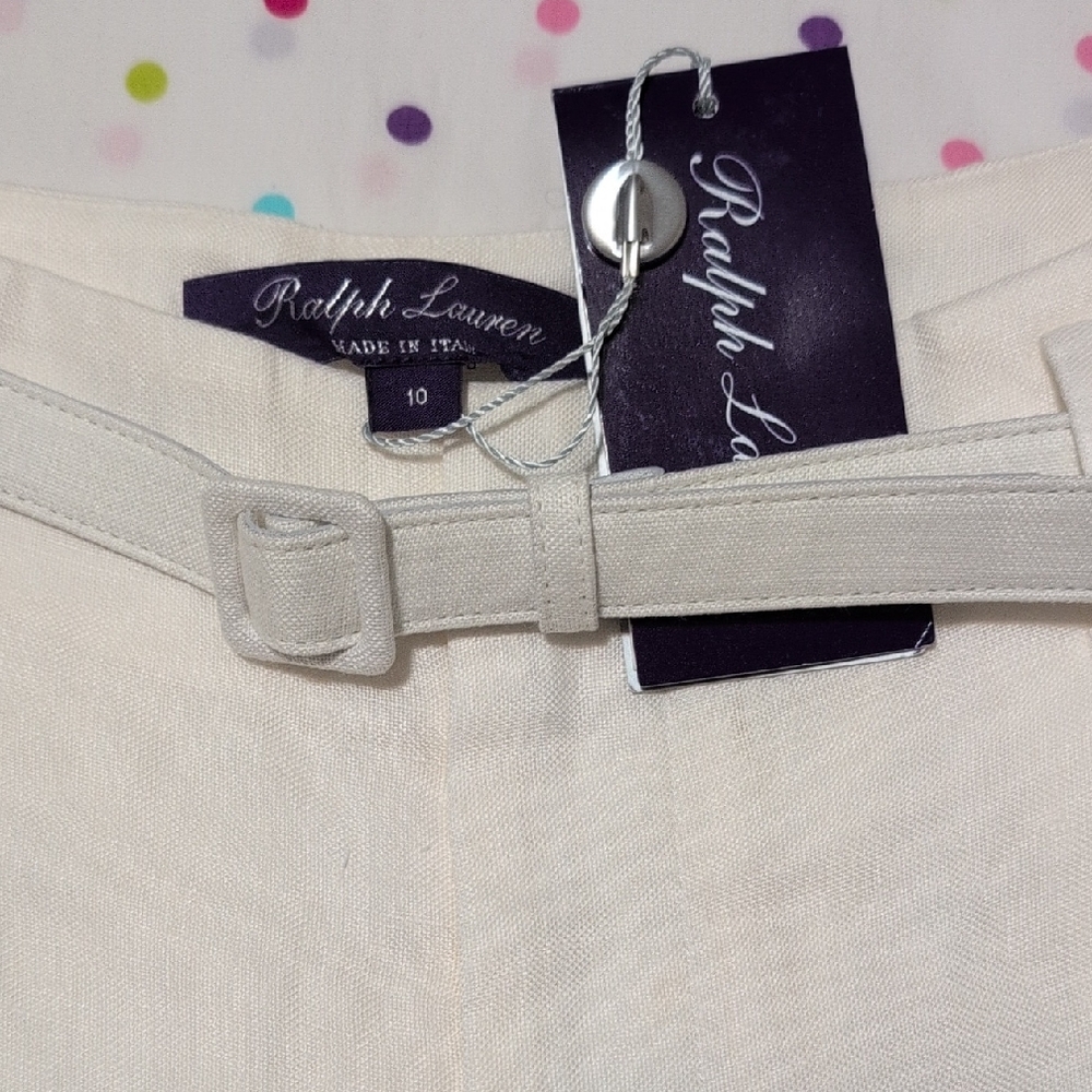 Ralph Lauren White Wide Leg Pants with Tie Waist - Picture 2 of 12